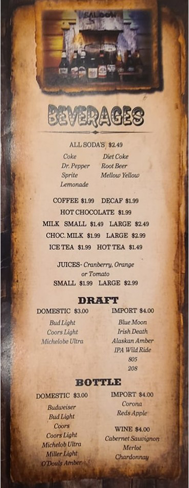 beverages menu